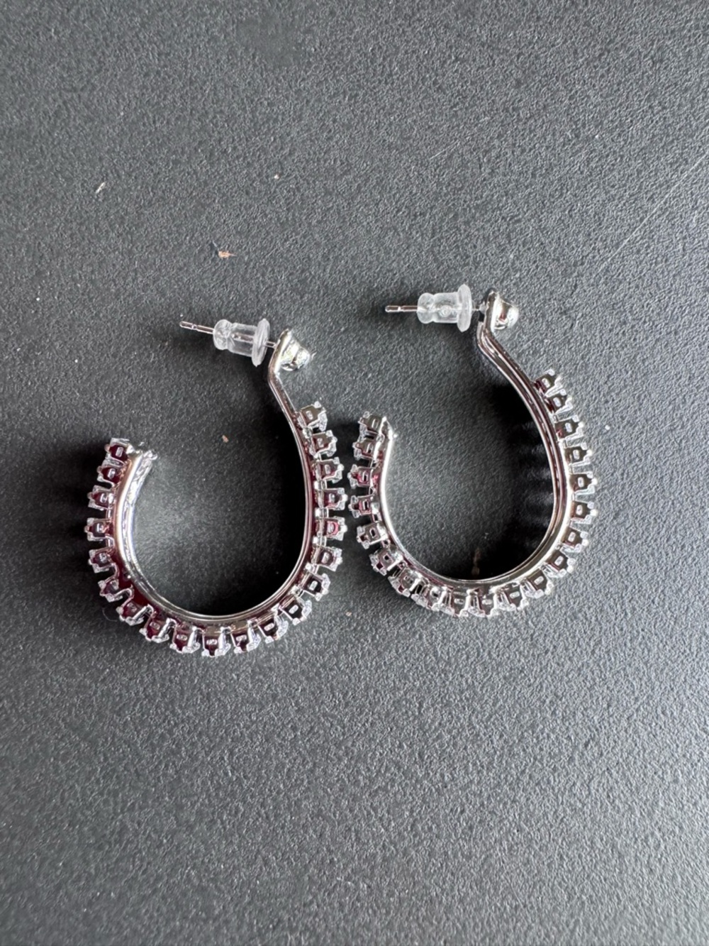 Silver Crystal-Set Hoop Earrings - Women Jewelry
